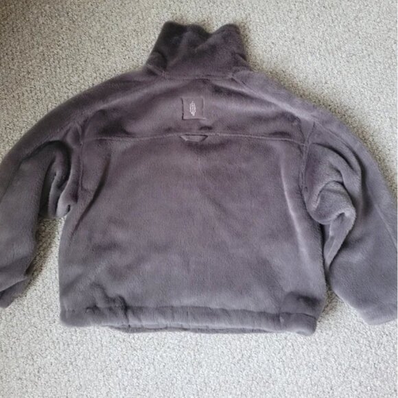 Free People NWT Alpine Faux Fur Half Zip Jumper Nordic Brown Pullover size S - Picture 3 of 5